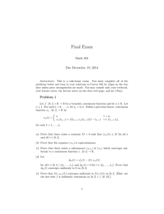 Final Exam Math 501 Due December 19, 2014