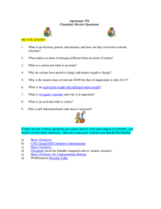 Agronomy 354 Chemistry Review Questions  DO YOU KNOW?