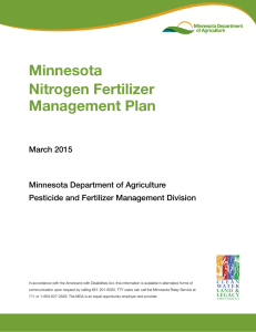 Minnesota Nitrogen Fertilizer Management Plan March 2015