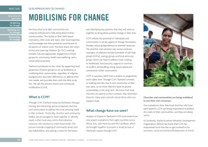MOBILISING FOR CHANGE OUR APPROACHES TO CHANGE PART ONE
