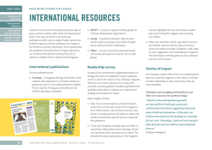 INTERNATIONAL RESOURCES RESOURCING OTHERS FOR CHANGE PART THREE