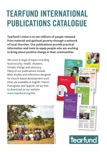 TEARFUND INTERNATIONAL PUBLICATIONS CATALOGUE