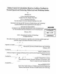 Online  Control of Articulation Based  on  Auditory... Normal  Speech  and Stuttering: Behavioral  and Modeling ...