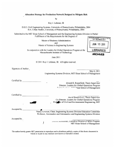 Allocation  Strategy for Production Network  Designed  to... by Roy  J. Lehman,  III