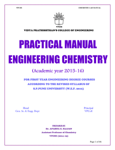 PRACTICAL MANUAL ENGINEERING CHEMISTRY (Academic year 2015