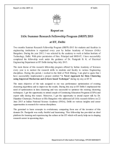 Report on IASc Summer Research Fellowship Program (SRFP) 2015 at IIT, Delhi