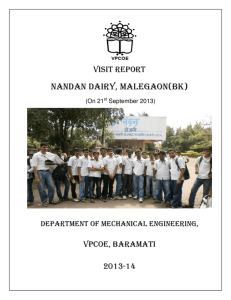 NANDAN DAIRY, MALEGAON(BK) VISIT REPORT VPCOE, BARAMATI