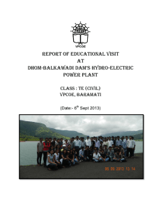 REPORT OF EDUCATIONAL VISIT at Dhom-balkawadi dam’s hydro-electric