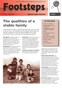 Footsteps The qualities of a stable family FAMILIES UNDER PRESSURE