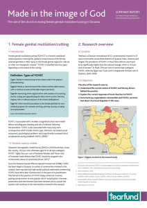 Made in the image of God 1. Female genital mutilation/cutting SUMMARY REPORT