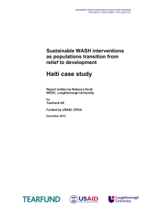 Haiti case study Sustainable WASH interventions as populations transition from