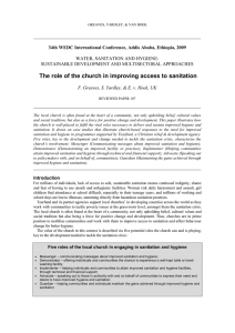 The role of the church in improving access to sanitation 34th WEDC International Conference, Addis Ababa, Ethiopia, 2009 WATER, SANITATION AND HYGIENE:  SUSTAINABLE DEVELOPMENT AND MULTISECTORAL APPROACHES 