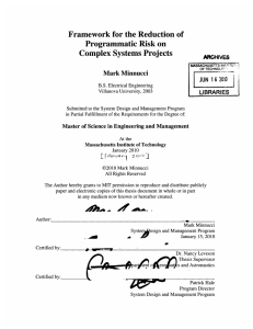 Framework for the Reduction  of Programmatic Risk on 16