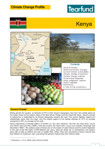 Kenya Climate Change Profile General Climate