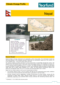 Nepal Climate Change Profile General Climate
