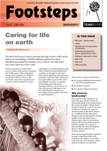 Footsteps Caring for life on earth BIODIVERSITY