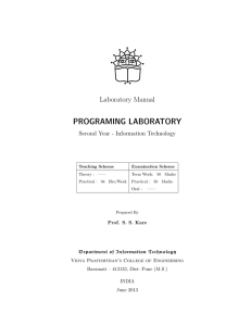 PROGRAMING LABORATORY Laboratory Manual Second Year - Information Technology