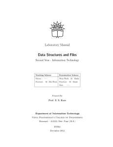 Data Structures and Files Laboratory Manual Second Year - Information Technology