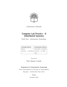 Computer Lab Practice - II (Distributed Systems) Laboratory Manual