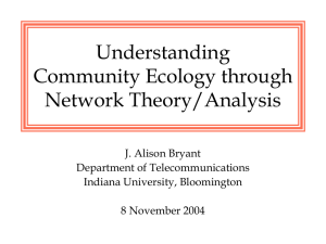 Understanding Community Ecology through Network Theory/Analysis J. Alison Bryant