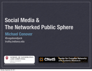 Social Media &amp; The Networked Public Sphere Michael Conover @vagabondjack