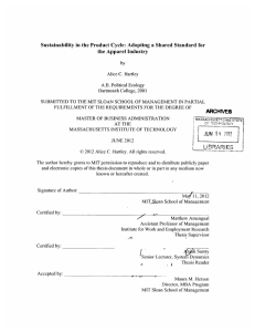 JUN L3RA RIES Sustainability  in the Product Cycle:  Adopting  a...