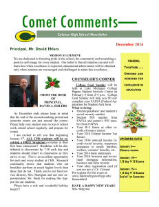 Comet Comments— Principal, Mr. David Ehlers December 2014