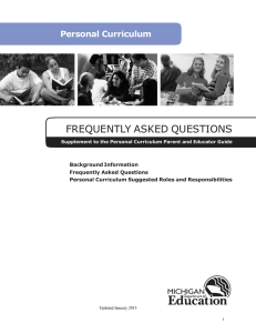 FREQUENTLY ASKED QUESTIONS  Personal Curriculum