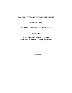 COLLECTIVE BARGAINING AGREEMENT BETWEEN THE COLOMA COMMUNITY SCHOOLS