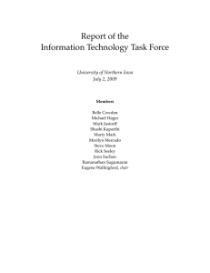 Report of the Information Technology Task Force University of Northern Iowa