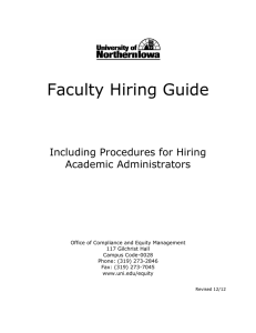 Faculty Hiring Guide Including Procedures for Hiring Academic Administrators