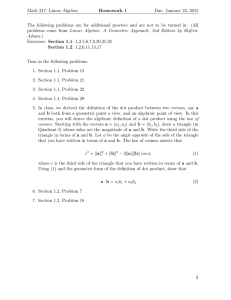 Math 317: Linear Algebra Homework 1 Due: January 22, 2015