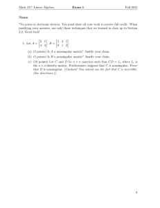 Math 317: Linear Algebra Exam 1 Fall 2015 Name: