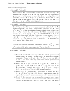 Math 317: Linear Algebra Homework 5 Solutions Turn in the following problems.