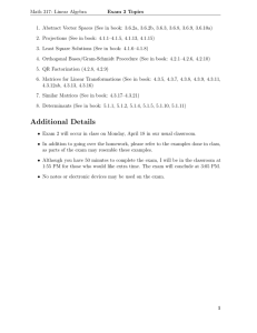 Math 317: Linear Algebra Exam 3 Topics