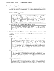 Math 317: Linear Algebra Homework 6 Solutions Turn in the following problems.