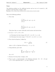 Math 414: Analysis I Homework 1 Due: January 27, 2014 Name: