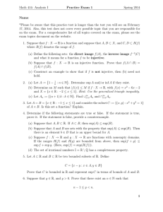 Math 414: Analysis I Practice Exam 1 Spring 2014 Name: