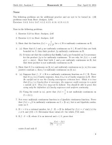 Math 414: Analysis I Homework 10 Due: April 18, 2014 Name: