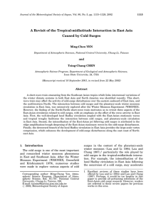 A Revisit of the Tropical-midlatitude Interaction in East Asia Ming-Chen YEN
