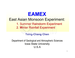EAMEX East Asian Monsoon Experiment: 1. Summer Rainstorm Experiment 2.