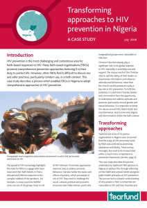 Transforming approaches to HIV prevention in Nigeria Introduction
