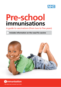 Pre-school immunisations A guide to vaccinations (from two to five years)