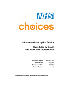 Information Prescription Service  User Guide for health and social care professionals