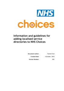 Information and guidelines for adding localised service directories to NHS Choices