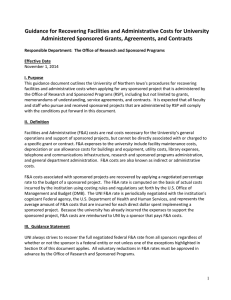 Guidance for Recovering Facilities and Administrative Costs for University  Administered Sponsored Grants, Agreements, and Contracts 