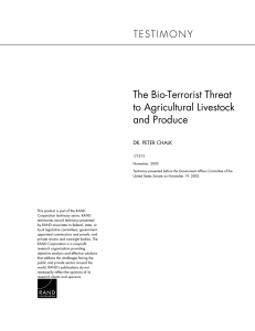 The Bio-Terrorist Threat to Agricultural Livestock and Produce