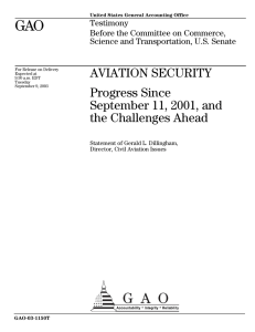 GAO  AVIATION SECURITY Progress Since