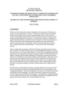 W. SCOTT GOULD THE O’GARA COMPANY SECURITY, SUBCOMMITTEE ON INFRASTRUCTURE AND BORDER