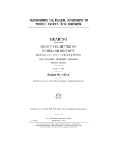 ( TRANSFORMING THE FEDERAL GOVERNMENT TO PROTECT AMERICA FROM TERRORISM HEARING